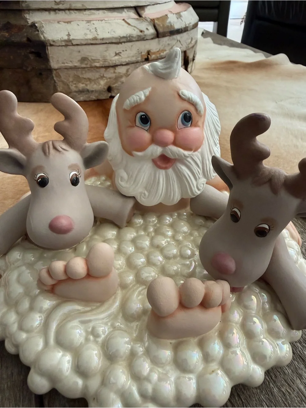 Adorable Santa and Reindeer Ceramic Decor